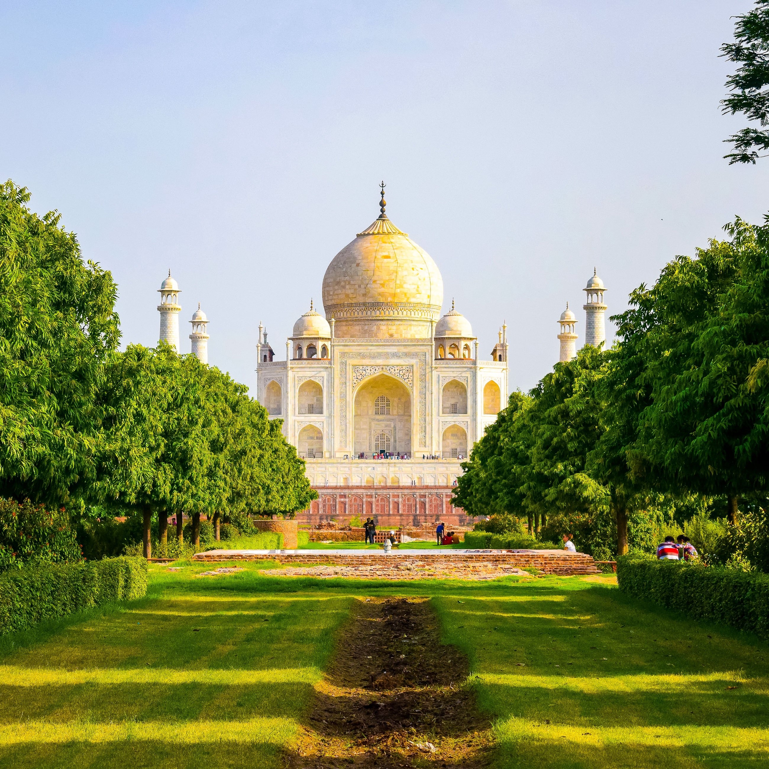 The Taj Mahal at Agra in the soft light of early morning